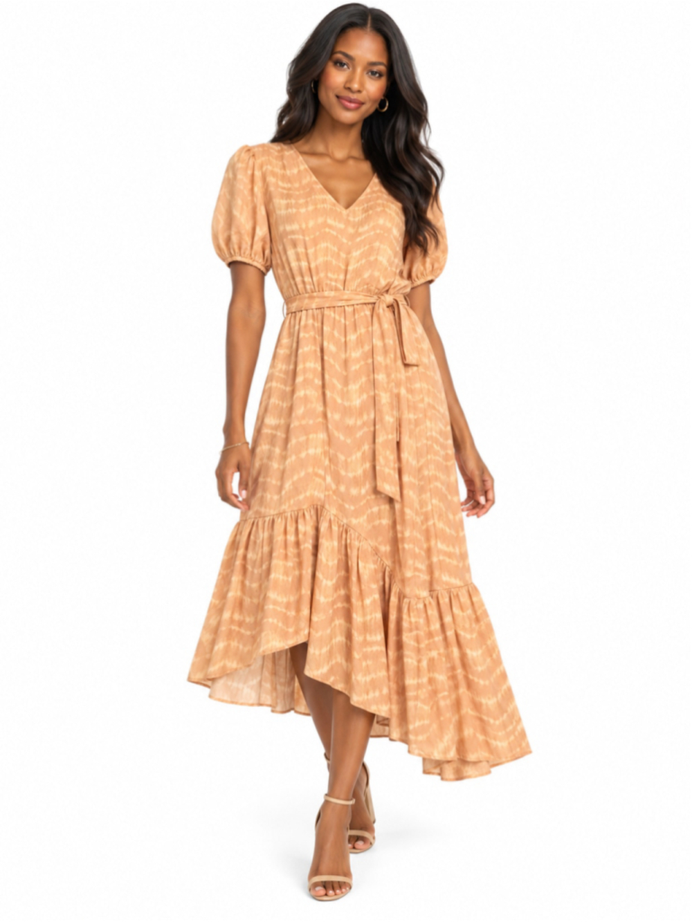 Simply Vera Vera Wang Tie-dye Midi Dress Size M Peach White NWT
